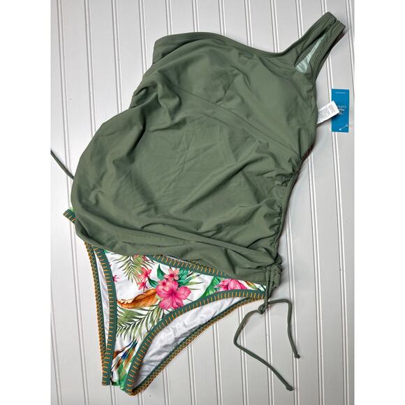 NWT Cupshe Two Piece Swimsuit Bikini One Shoulder Ruched Swim BUNDLE Size M - Picture 3 of 8